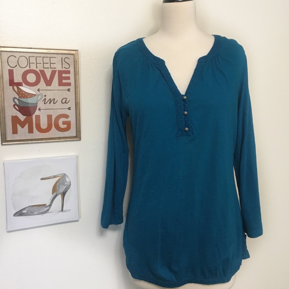 Great Northwest Indigo brand Turquoise blouse